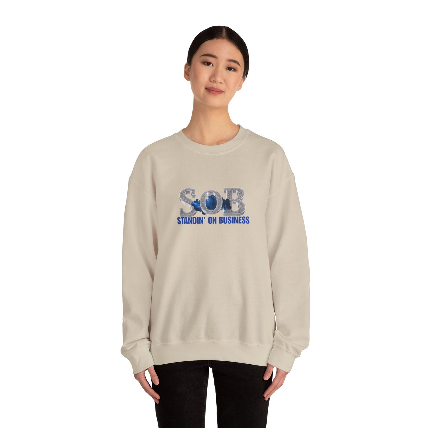 BLUE SOB PRESS ON SWEATER