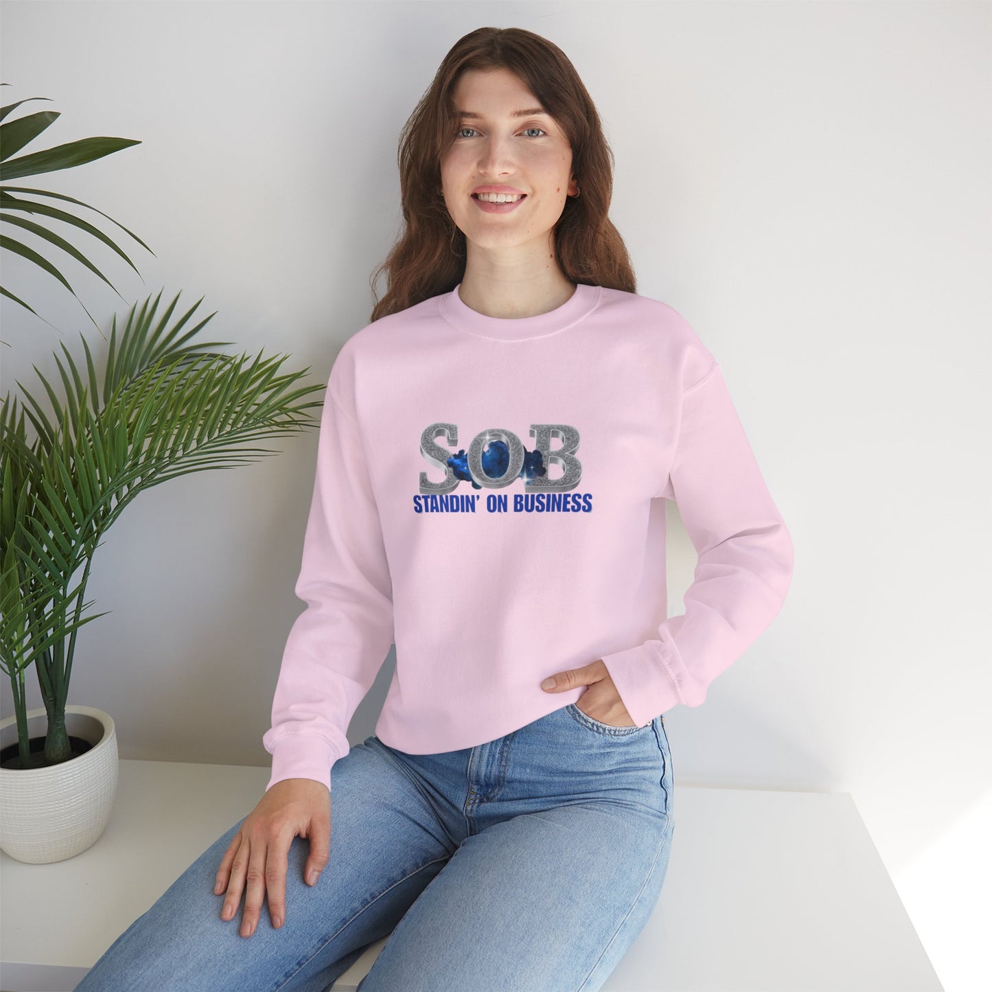 BLUE SOB PRESS ON SWEATER