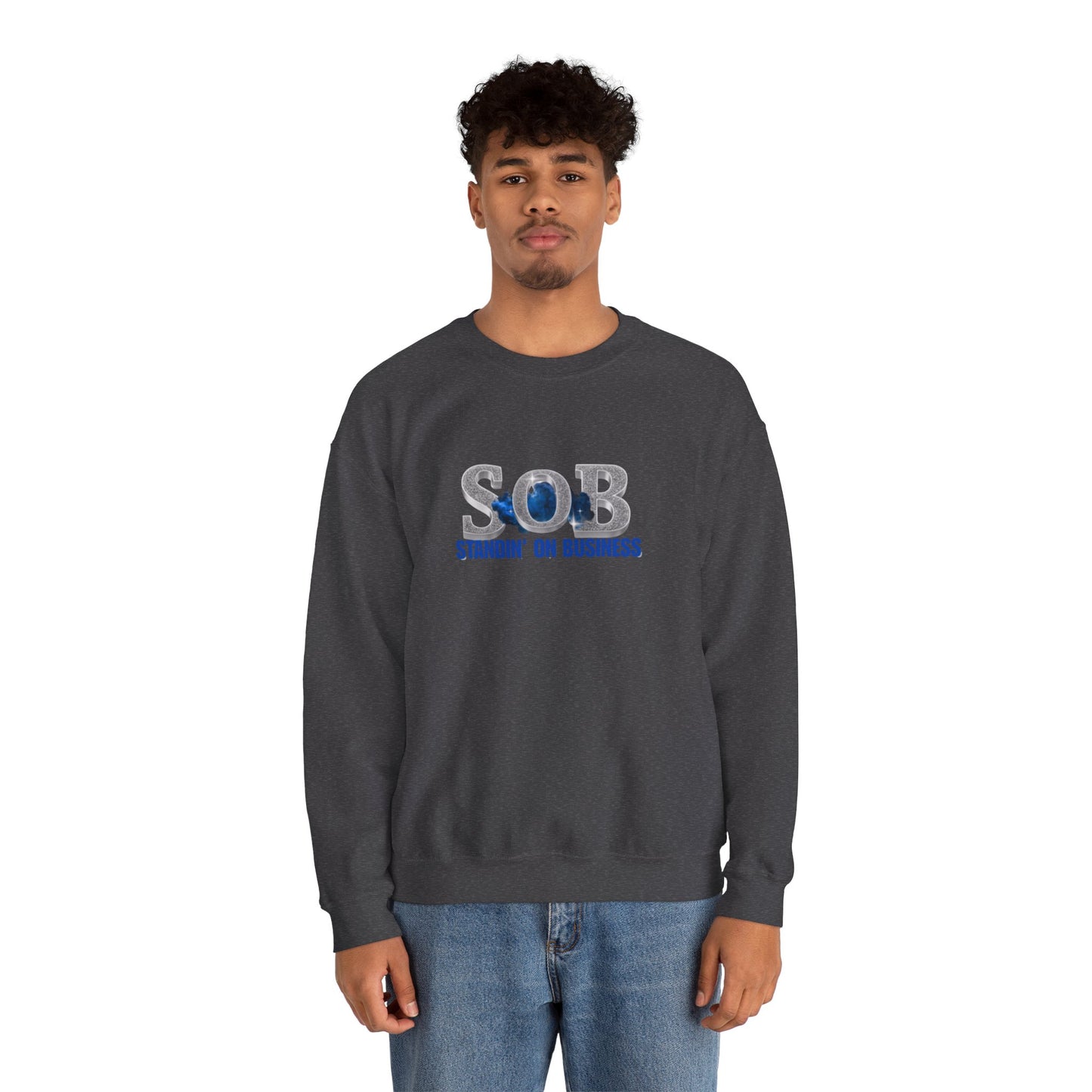 BLUE SOB PRESS ON SWEATER