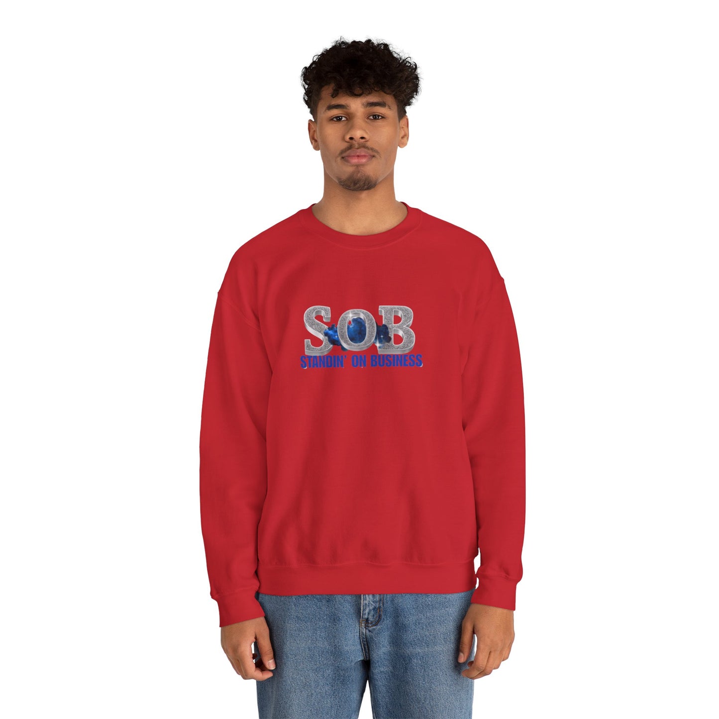 BLUE SOB PRESS ON SWEATER