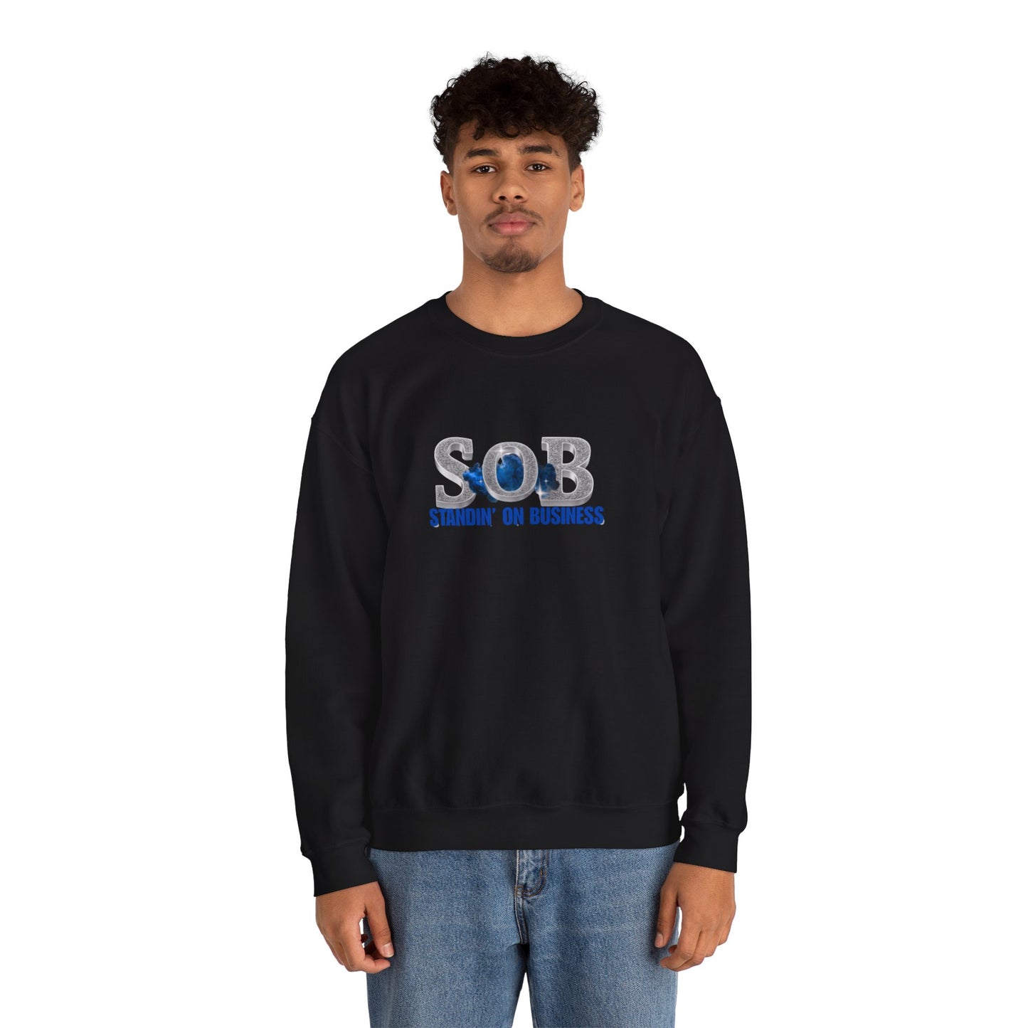 BLUE SOB PRESS ON SWEATER