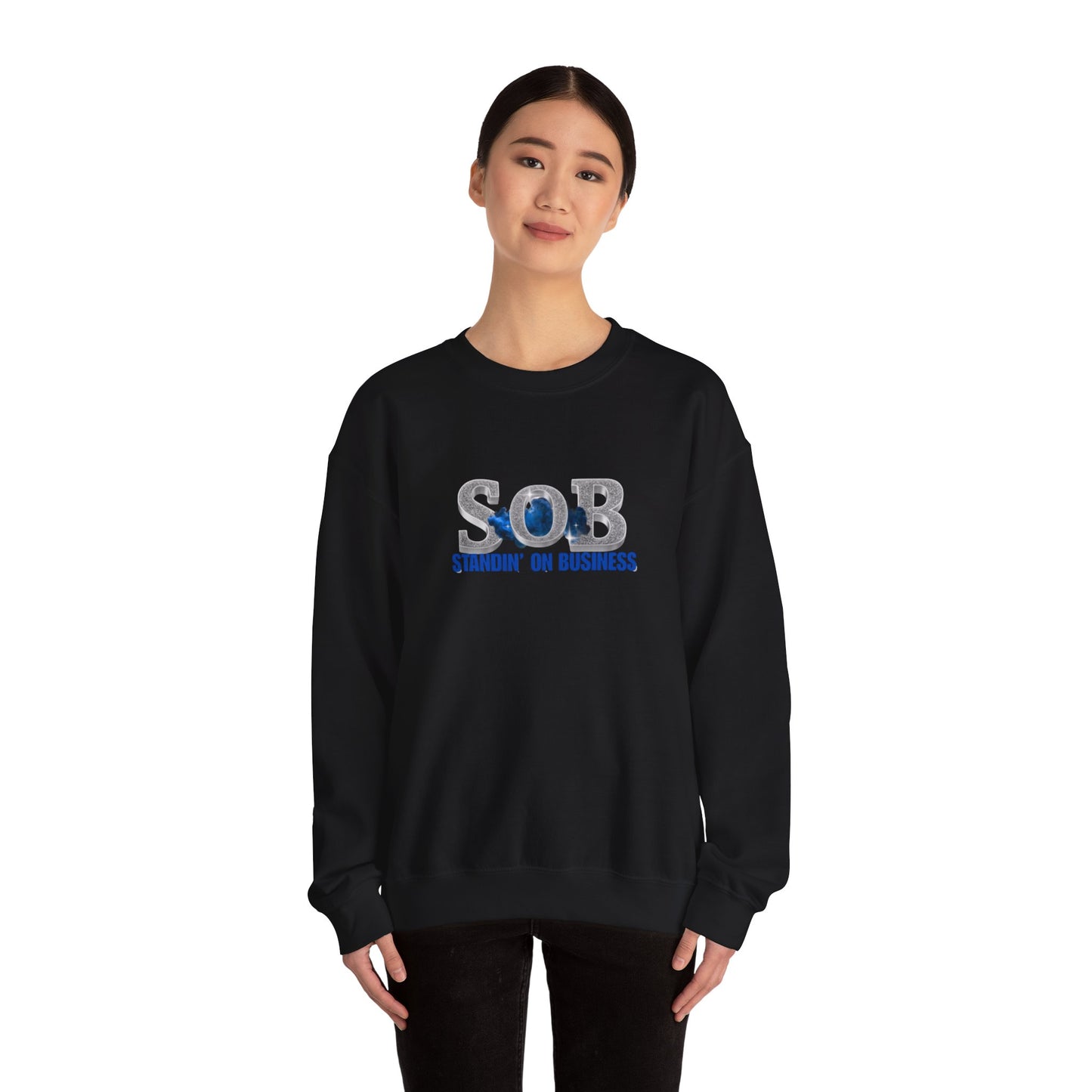 BLUE SOB PRESS ON SWEATER