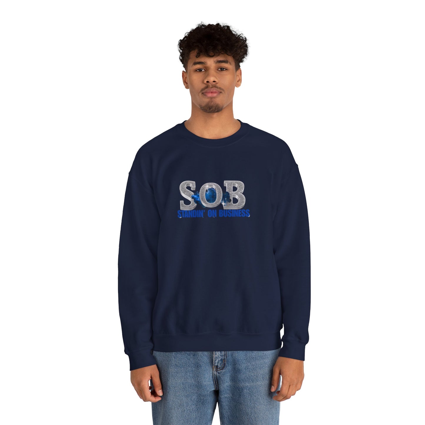 BLUE SOB PRESS ON SWEATER