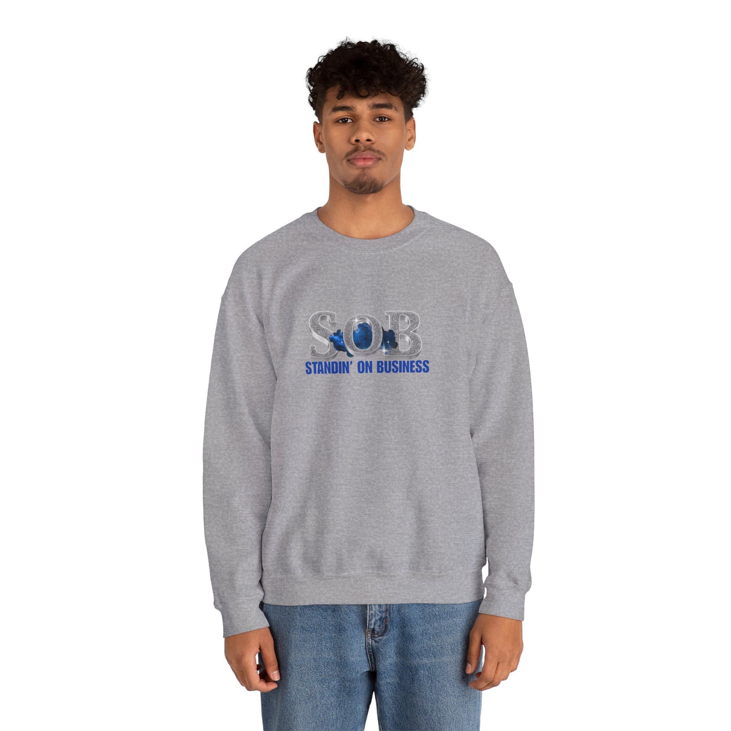 BLUE SOB PRESS ON SWEATER